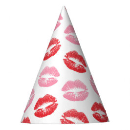 Chapéu De Festa Lábios Vermelhos e Rosa, Padrão De Lábios, Batom,