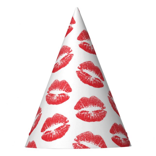 Chapéu De Festa Lábios Vermelhos, Padrão De Lábios, Batom Vermelho (Frente)