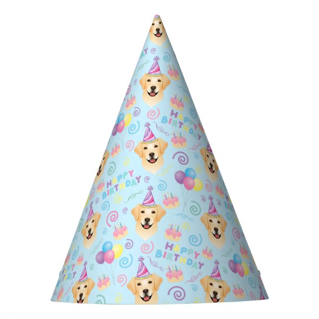 Chapéu De Festa Labrador Retriever Birthday Party Hat Blue (Frente)
