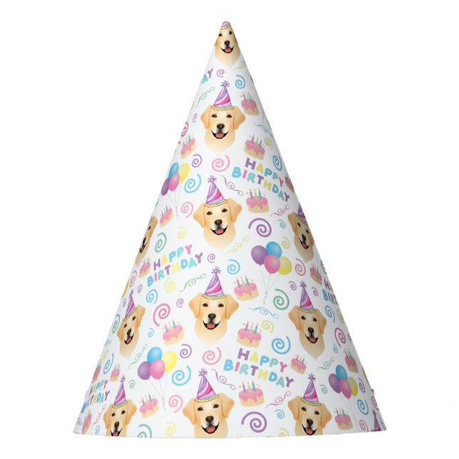 Chapéu De Festa Labrador Retriever Birthday Party Hat White (Frente)
