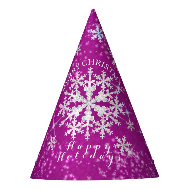 Chapéu De Festa Lâminas de neve Magenta Branca (Frente)