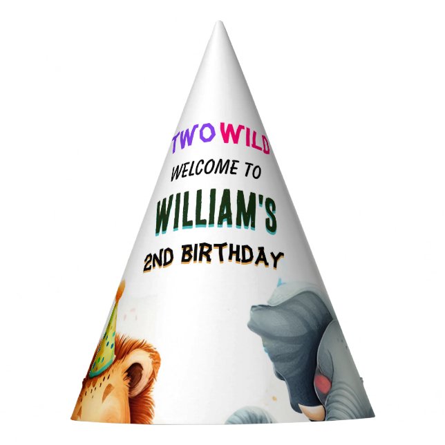 Chapéu De Festa legal zoo zebra safari em dois O segundo aniversár (Frente)