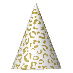 Chapéu De Festa Leopardo Dourado, Brilho Dourado, Impressão Leopar