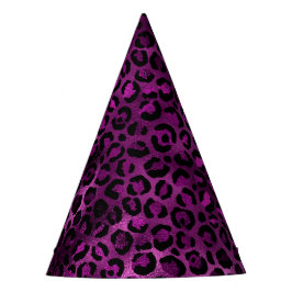 Chapéu De Festa Leopardo roxo e Dourado Design 3