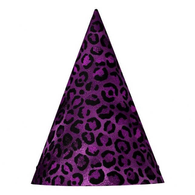 Chapéu De Festa Leopardo roxo e Dourado Design 3 (Frente)