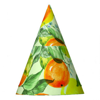 Chapéu De Festa Limões de aquarelas, flores, padrão dos citros.