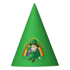 Chapéu De Festa Lindo duende de desenho animado com trevo e arco-í