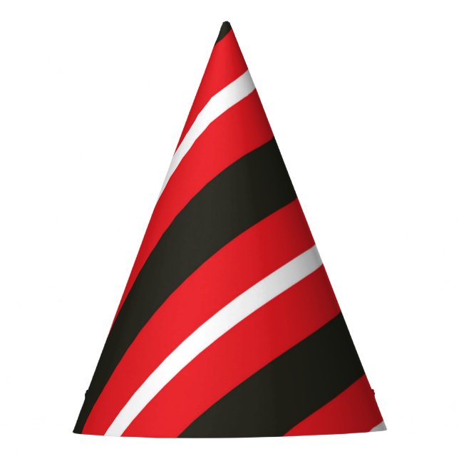Chapéu De Festa Linhas de Diagonal Vermelho Preto Branco - Linhas  (Frente)