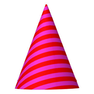 Chapéu De Festa Listras de festa de aniversário rosa padrão vermel