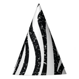 Chapéu De Festa Listras de Zebra Brilho Preto Impressão Animais Se