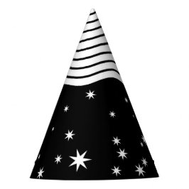 Chapéu De Festa Listras e Estrelas Pretas e Brancas