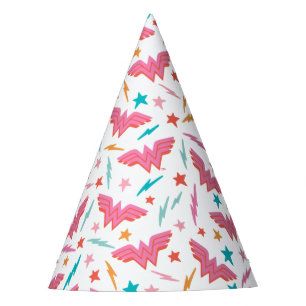 Chapéu De Festa Logotipo Rosa da Mulher-Maravilha e Padrão de Relâ
