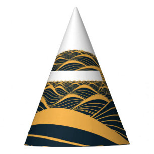 Chapéu De Festa Lua-sol estilizada, ilustração do mar escuro.