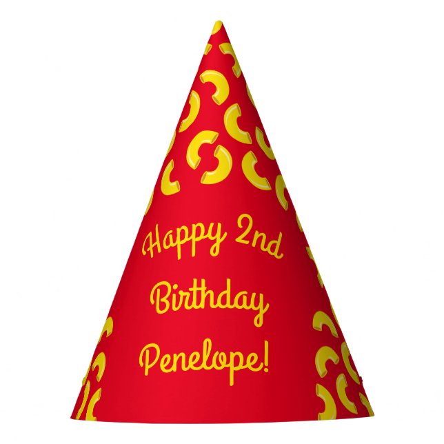 Chapéu De Festa Macaroni e Festa de aniversário de queijo (Frente)