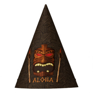 Chapéu De Festa Madeira Tiki Mask Vintage Retro ALOHA Festa de ani