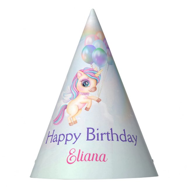 Chapéu De Festa Magical Rainbow Unicorn Birthday (Frente)