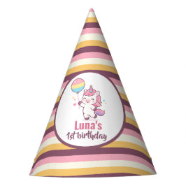 Chapéu De Festa Magical Unicorn & Rainbow Girl 1st Birthday party 