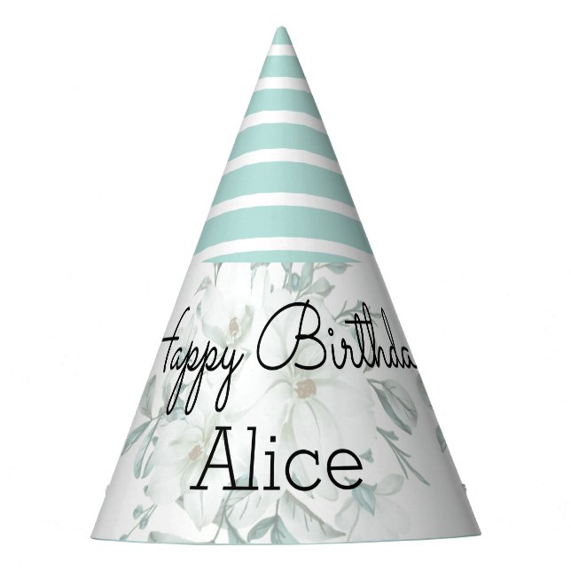 Chapéu De Festa Magnolia Branca Moderna Festa de aniversário Verde (Frente)