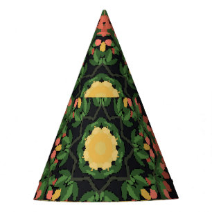Chapéu De Festa Mandala Floral: vermelha, vindima amarela.