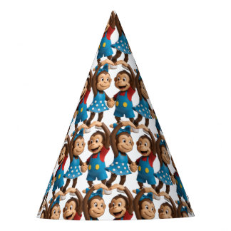 Chapéu De Festa Mãos de Coração Macacos - Doce Mimo & Zina