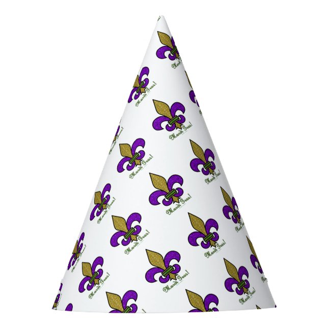 Chapéu De Festa Mardi Gras Colorido Fleur De Lis (Frente)
