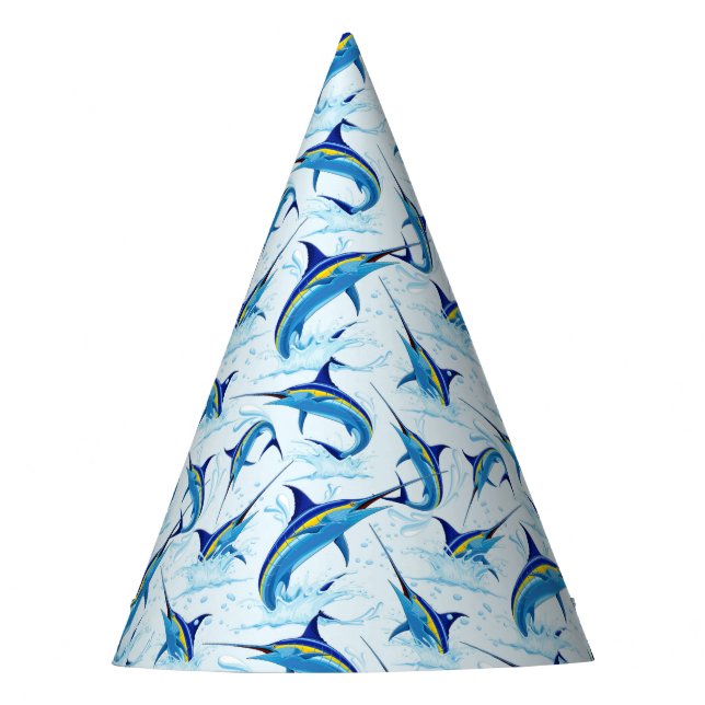 Chapéu De Festa Marlin Azul Saltando do Oceano (Frente)