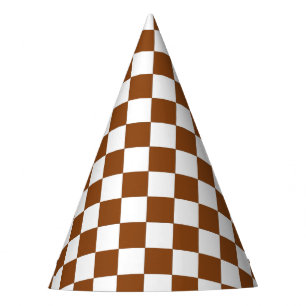 Chapéu De Festa Marrom e branco verificados