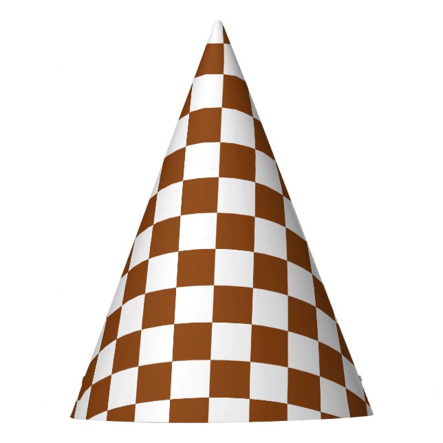 Chapéu De Festa Marrom e branco verificados (Frente)