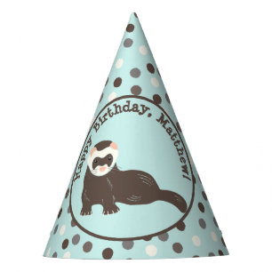 Chapéu De Festa Marrom Ferret Mint Green Personalizado Aniversári