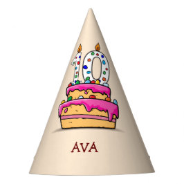 Chapéu De Festa Menina do 10º Aniversário, 10 no Bolo Rosa Doce