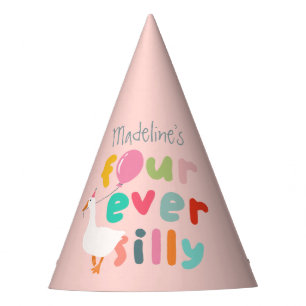 Chapéu De Festa Meninas Lindas Rosa Ganso Bobo 4º Aniversário