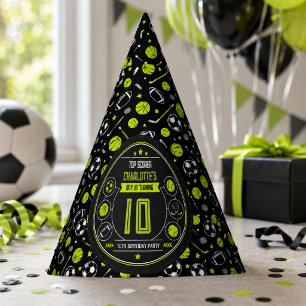 Chapéu De Festa Meninos Esportes Preto Moderno Kids 10º Aniversári