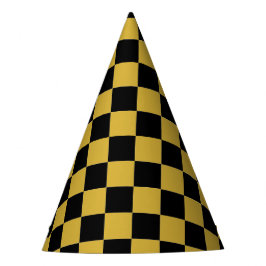 Chapéu De Festa Metálico Dourado com Padrão de Praça Negra