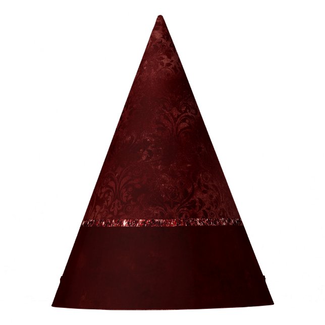 Chapéu De Festa Midnight Henna Romance | Red Satinge Damask (Frente)