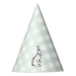 Chapéu De Festa MInt Green Gingham Bunny Rabbit