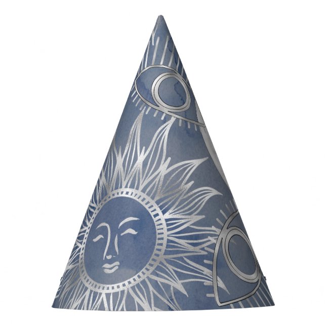 Chapéu De Festa Mística Solar | Lua azul-poeirenta Estrelas dourad (Frente)