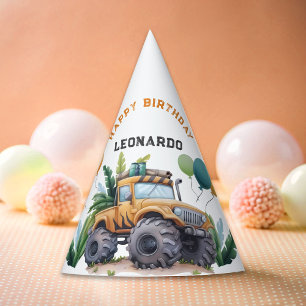 Chapéu De Festa Monster Truck Jungle Safari Feliz Aniversário