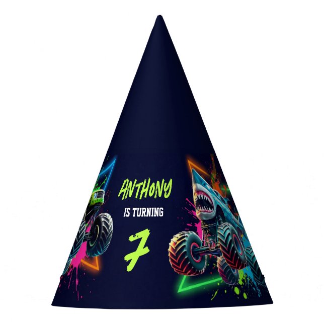 Chapéu De Festa Monster Truck Shark Birthday  (Frente)