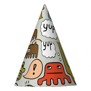 Chapéu De Festa Monstros de Cartoons Bonitos: Fundo Ininterrupto