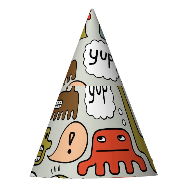 Chapéu De Festa Monstros de Cartoons Bonitos: Fundo Ininterrupto (Frente)