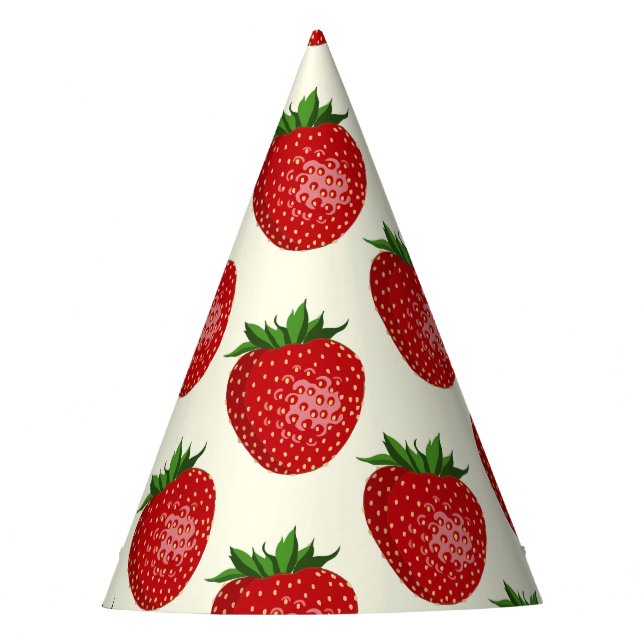 Chapéu De Festa Morango, Morangos Vermelhos, Fruta, Folha (Frente)