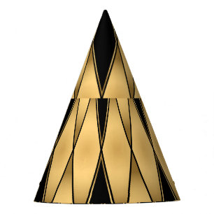 Chapéu De Festa Motif de diamante: padrão elegante preto-dourado.