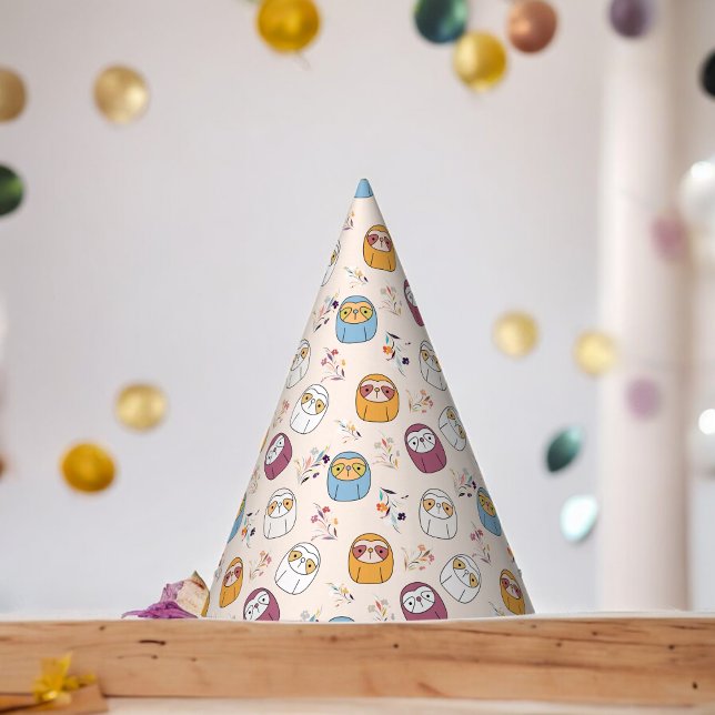 Chapéu De Festa Multcolor Sleepy Sloth (sloth mammal Paper party hat, Kids,adults,party birthday hat,Baby Shower,wedding,celebration hat)