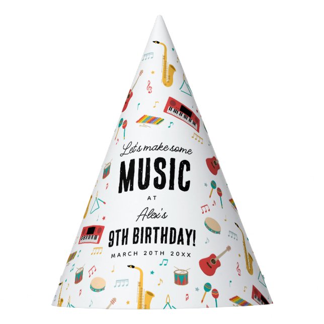 Chapéu De Festa Musical Instruments Music Theme Birthday Party (Frente)