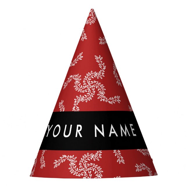 Chapéu De Festa Natal Garland, Red, Seu nome, Personalize (Frente)