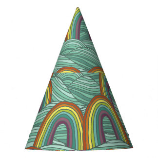 Chapéu De Festa Natureza Arco-Íris: Composição Vintage Desenhada À