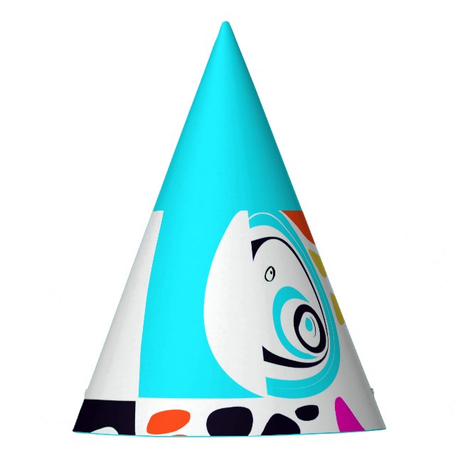 Chapéu De Festa Ninho de Pássaro - Branco-Turquesa (Frente)