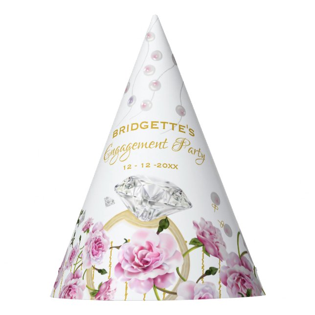 Chapéu De Festa Noivado Pérola Rosa Rosa (Frente)