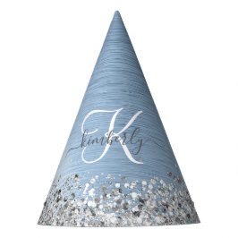 Chapéu De Festa Nome do Monograma da Glitter de Prata de Metal Bru