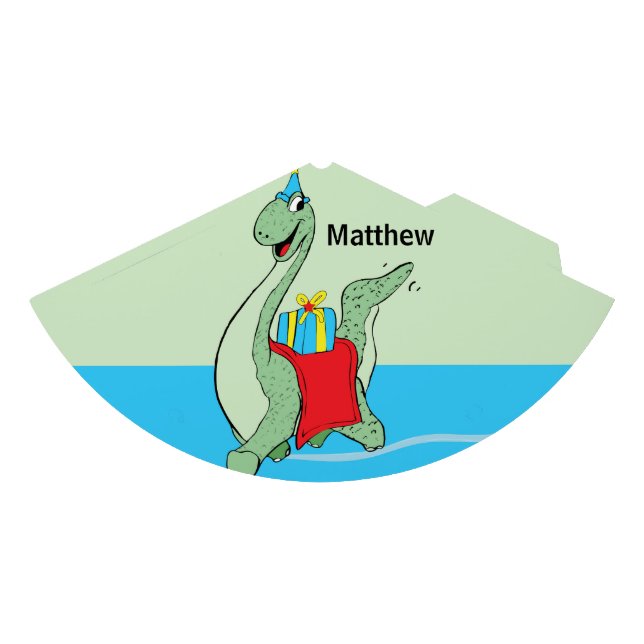 Chapéu De Festa Nome Personalizado, Menino, Dinossauro de Aniversá (Frente)